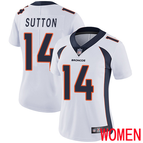 Women Denver Broncos #14 Courtland Sutton White Vapor Untouchable Limited Player Football NFL Jersey
